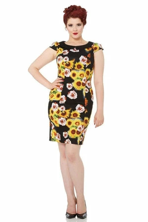 Voodoo Vixen Nahla Sunflower Pencil Dress 3 Voodoo Vixen Nahla Sunflower Pencil Dress