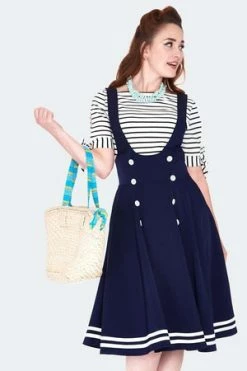 Voodoo Vixen Nautical Cross Strap Flare Skirt