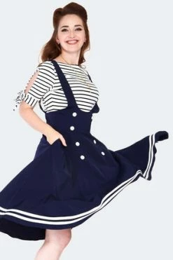 Voodoo Vixen Nautical Cross Strap Flare Skirt 10 Voodoo Vixen Nautical Cross Strap Flare Skirt -Burleska shop nautical cross strap flare skirt ska 3755 03.1409 300x