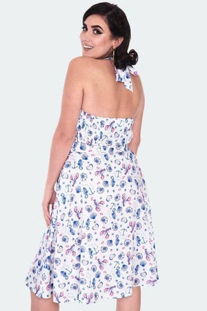 Voodoo Vixen Nautical Print Button Front Halterneck Dress 4 Voodoo Vixen Nautical Print Button Front Halterneck Dress - Image 2