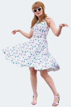 Voodoo Vixen Nautical Print Button Front Dress -Burleska shop nautical print button front dress dra 9538 01.1663 300x