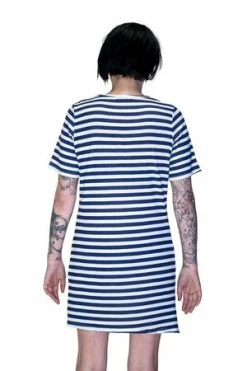 Dr Faust Navy Striped Printed Sailor Bodycon Mini Dress - Yareli -Burleska shop navy striped printed sailor bodycon mini dress yareli dr faust 2 300x
