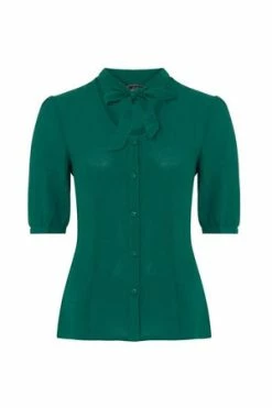 Voodoo Vixen Neck Bow Button Down Blouse -Burleska shop neck bow button down blouse voodoo vixen 3 300x