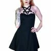 Dr Faust O-Ring Pentagram Strap Black Mini Dress - Rita -Burleska shop o ring pentagram strap black mini dress rita dr faust 300x