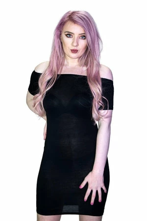 Dr Faust Off Shoulder Bodycon Nu Goth Black Mini Dress - Lottie 3 Dr Faust Off Shoulder Bodycon Nu Goth Black Mini Dress - Lottie
