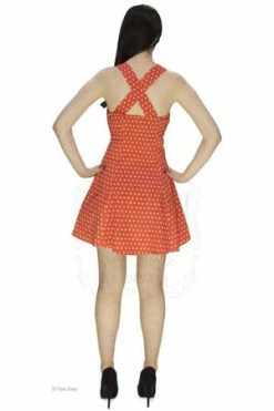 Dr Faust Orange White Polka Dot Mini Dress - Cadence -Burleska shop orange white polka dot mini dress cadence dr faust 2 300x