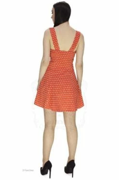 Dr Faust Orange White Polka Dot Mini Dress - Cadence -Burleska shop orange white polka dot mini dress cadence dr faust 3 300x