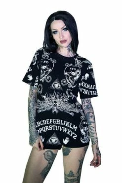 Dr Faust Ouija Board All Over Print Nu Goth Black T-Shirt - Mack -Burleska shop ouija board all over print nu goth black t shirt mack dr faust 2 300x