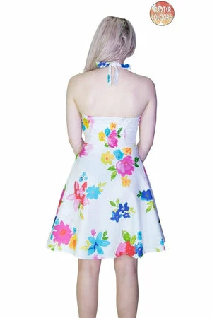 Dr Faust Pastel Flowers White Mini Dress - Armelle 4 Dr Faust Pastel Flowers White Mini Dress - Armelle - Image 2