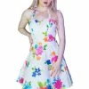 Dr Faust Pastel Flowers White Mini Dress - Armelle -Burleska shop pastel flowers white mini dress armelle dr faust 300x