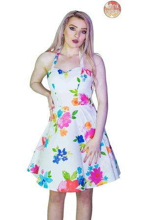 Dr Faust Pastel Flowers White Mini Dress - Armelle 3 Dr Faust Pastel Flowers White Mini Dress - Armelle
