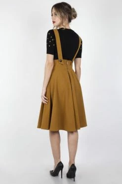 Voodoo Vixen Phoebe High Waisted Overall Skirt -Burleska shop phoebe high waisted overall skirt in mustard voodoo vixen 2 790aaf37 9a0c 4a8b a321 c0a27dc00c52 300x