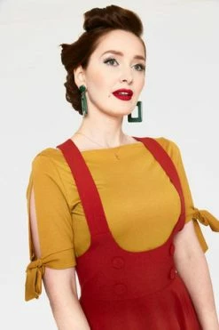 Voodoo Vixen Phoebe High Waisted Overall Skirt -Burleska shop phoebe red high waisted overall skirt ska 3702 04.1056 300x