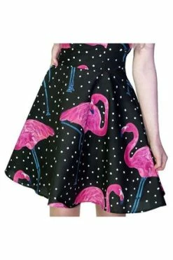 Dr Faust Pink Flamingo White Polka Black Mini Dress - Flo -Burleska shop pink flamingo white polka black mini dress flo dr faust 3 300x