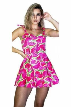 Dr Faust Pink Watermelon 3D Summer Mini Dress - Esperanza
