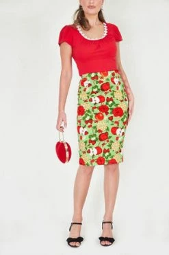 Voodoo Vixen Pippin Apple Print Pencil Skirt -Burleska shop pippin apple print pencil skirt voodoo vixen 4 300x