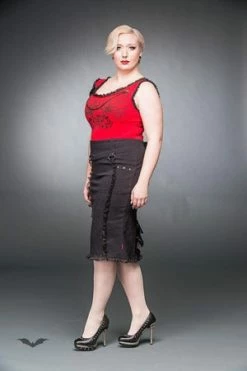 Queen Of Darkness Plus Size Knee-Length Skirt With Ruching & Lacing 8 Queen Of Darkness Plus Size Knee-Length Skirt With Ruching & Lacing -Burleska shop plus size knee length skirt with ruching lacing queen of darkness 3 300x