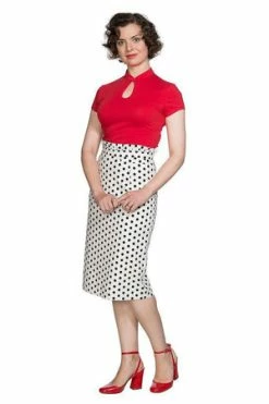 Banned Polka Frill Pencil Skirt -Burleska shop polka frill pencil skirt banned 3 300x