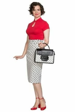 Banned Polka Frill Pencil Skirt -Burleska shop polka frill pencil skirt banned 4 300x