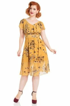 Voodoo Vixen Posy Yellow Butterfly Dress -Burleska shop posy yellow butterfly dress voodoo vixen 3 300x