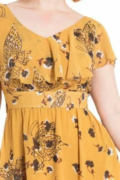 Voodoo Vixen Posy Yellow Butterfly Dress -Burleska shop posy yellow butterfly dress voodoo vixen 4 300x