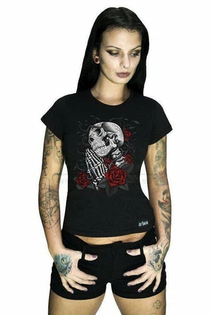 Dr Faust Praying Skull And Roses T-Shirt - Rivka 2 Dr Faust Praying Skull And Roses T-Shirt - Rivka