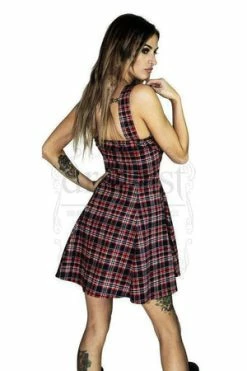 Dr Faust Punk Tartan Mini Dress - Evangeline -Burleska shop punk tartan mini dress evangeline dr faust 2 300x