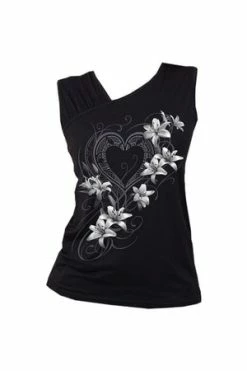 Spiral Pure Of Heart - Gathered Shoulder Slant Vest Black