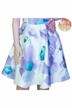 Dr Faust Purple And Blue Flowers White Mini Dress - Paloma -Burleska shop purple and blue flowers white mini dress paloma dr faust 3 300x
