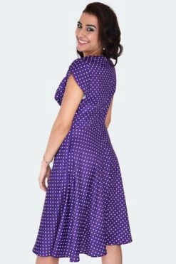 Voodoo Vixen Retro Polka Dot Dress -Burleska shop purple polka dot dress dra 9537 05.1379 300x