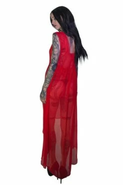 Dr Faust Ravishing Red Long Sheer Dress - Lacey -Burleska shop ravishing red long sheer dress lacey dr faust 2 300x