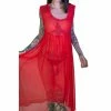 Dr Faust Ravishing Red Long Sheer Dress - Lacey