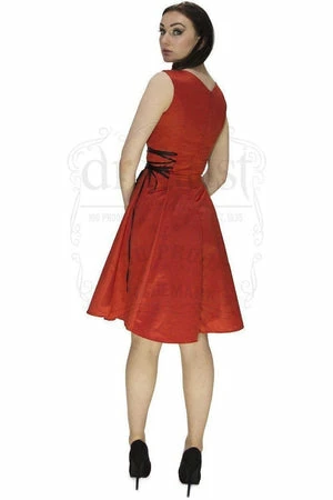 Dr Faust Raw Silk Red Midi Dress - Paige 4 Dr Faust Raw Silk Red Midi Dress - Paige - Image 2