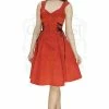 Dr Faust Raw Silk Red Midi Dress - Paige