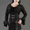 Burleska Razor Underbust Corset Black Stripes And Cotton Overlay