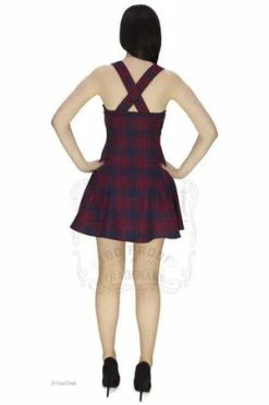 Dr Faust Red And Blue Tartan Woven Mini Dress - Ella -Burleska shop red and blue tartan woven mini dress ella dr faust 2 300x