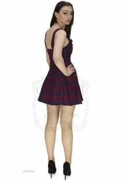 Dr Faust Red And Blue Tartan Woven Mini Dress - Ella -Burleska shop red and blue tartan woven mini dress ella dr faust 3 300x