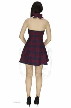 Dr Faust Red And Blue Tartan Woven Mini Dress - Ella -Burleska shop red and blue tartan woven mini dress ella dr faust 4 300x