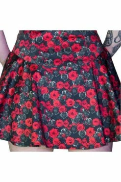 Dr Faust Red And Grey Roses Mini Dress - Edith -Burleska shop red and grey roses mini dress edith dr faust 3 300x
