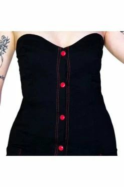 Dr Faust Red Button-Down Strapless Black Mini Dress - Allie -Burleska shop red button down strapless black mini dress allie dr faust 3 300x