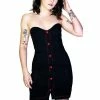 Dr Faust Red Button-Down Strapless Black Mini Dress - Allie -Burleska shop red button down strapless black mini dress allie dr faust 300x