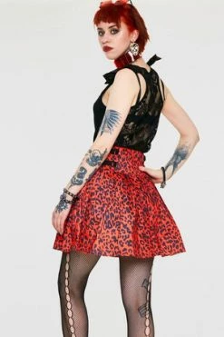 Jawbreaker Red Leopard Print Studded Skirt -Burleska shop red leopard print studded skirt jawbreaker 2 300x