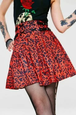 Jawbreaker Red Leopard Print Studded Skirt -Burleska shop red leopard print studded skirt jawbreaker 4 300x