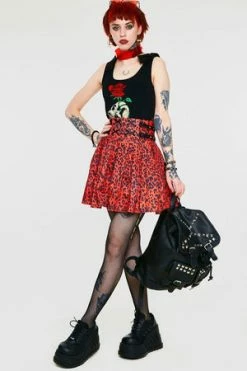 Jawbreaker Red Leopard Print Studded Skirt -Burleska shop red leopard print studded skirt jawbreaker 5 300x