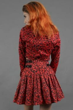 Jawbreaker Red Leopard Print Studded Skirt -Burleska shop red leopard print studded skirt jawbreaker 7 300x