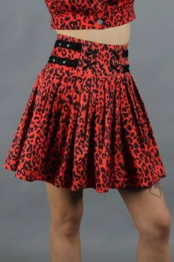 Jawbreaker Red Leopard Print Studded Skirt -Burleska shop red leopard print studded skirt jawbreaker 8 300x