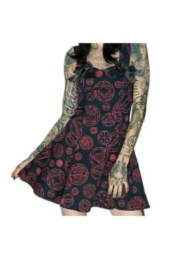 Dr Faust Red Magical Spell Black Mini Dress - Daisy -Burleska shop red magical spell black mini dress daisy dr faust 2 300x