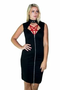 Dr Faust Red Pentagram Black Mini Dress - Francie 10 Dr Faust Red Pentagram Black Mini Dress - Francie -Burleska shop red pentagram black mini dress francie dr faust 4 300x