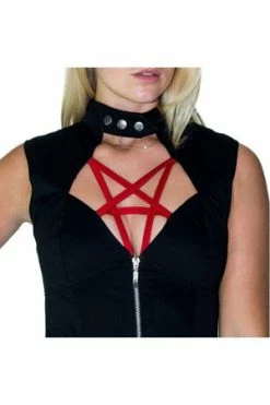 Dr Faust Red Pentagram Black Mini Dress - Francie 11 Dr Faust Red Pentagram Black Mini Dress - Francie -Burleska shop red pentagram black mini dress francie dr faust 5 300x