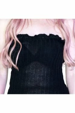 Dr Faust Ribbed Stretchy Soft Knitted Bodycon Black Mini Dress - Bonnie -Burleska shop ribbed stretchy soft knitted bodycon black mini dress bonnie dr faust 3 300x